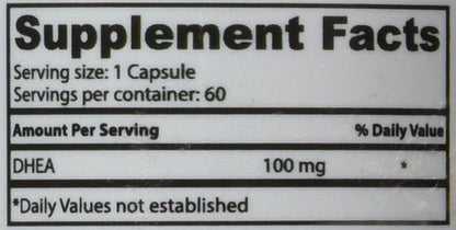 Superior Labs Extra Strength Natural DHEA 100 mg, 60 Vegetable Capsules