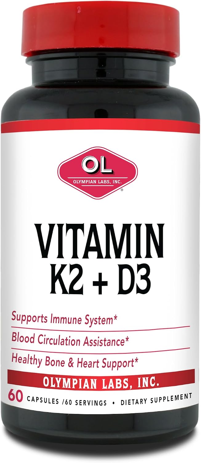 Olympian Labs Vitamin K2 + D3, 60 Vegan Capsules - Supports Bone, Immune & Heart Health - görsel 1