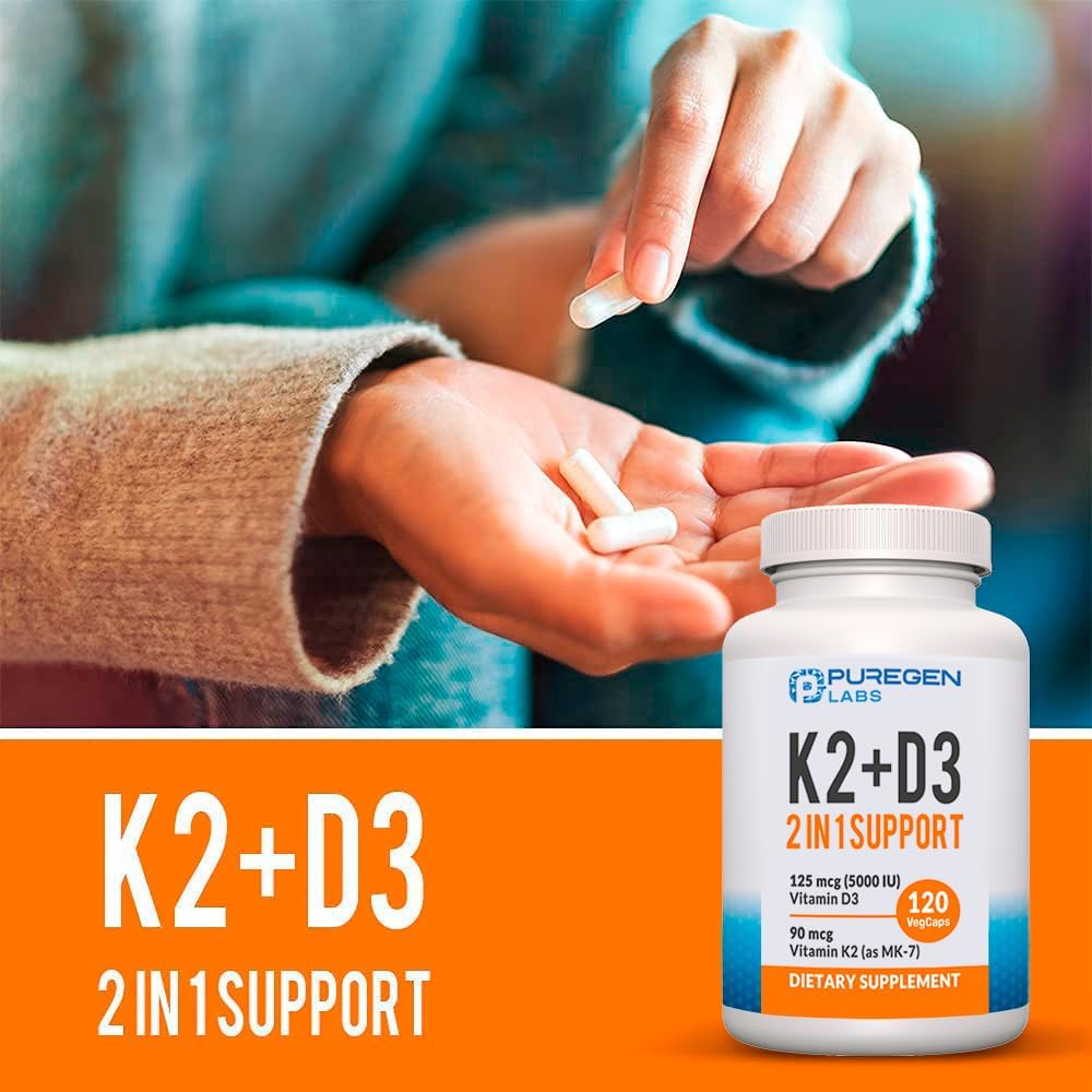 Vitamin D3 5000 IU + K2 (MK-7) 90 mcg Supplement, 120 Capsules - görsel 4
