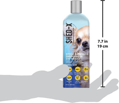 Shed-X Liquid Dog Supplement, 227 ml – 100% Natural – Helps Dog Shedding, Fish Oil for Dogs Supports Skin & Coat, Dog Oil for Food with Essential Fatty Acids, Vitamins, and Minerals