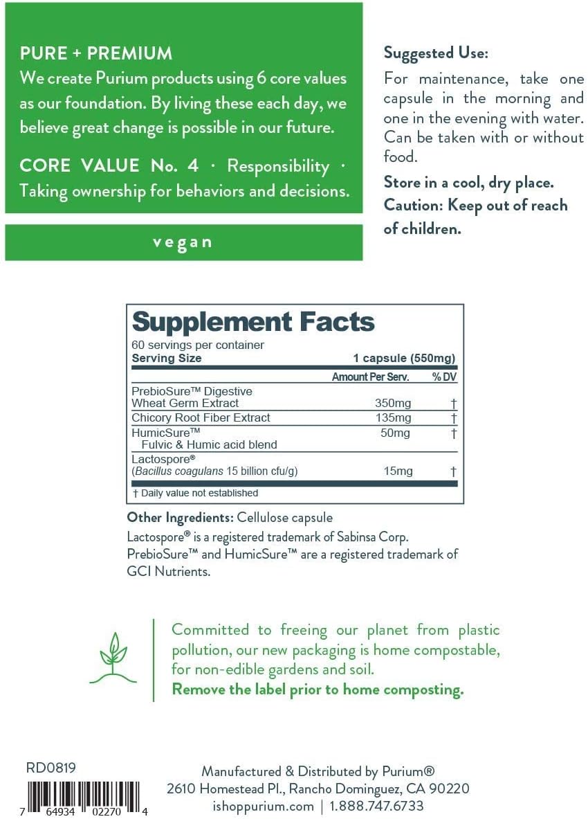 Purium Biome Medic - 60 Vegan Capsules - Gut Health Support Supplement - görsel 2