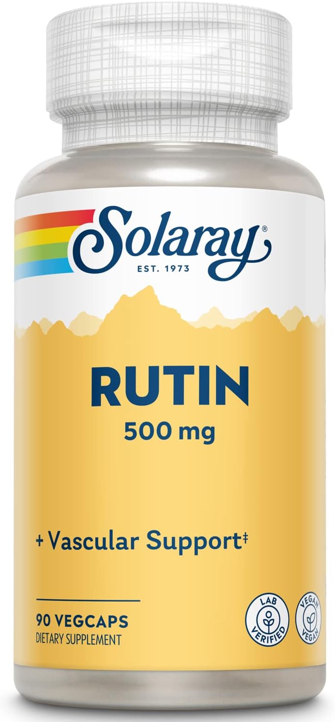SOLARAY Rutin - 500 mg per Serving, Vegan Bioflavonoid Supplement for Men and Women, Supports Normal Circulation and Vascular Health - 90 Count VegCaps - görsel 1