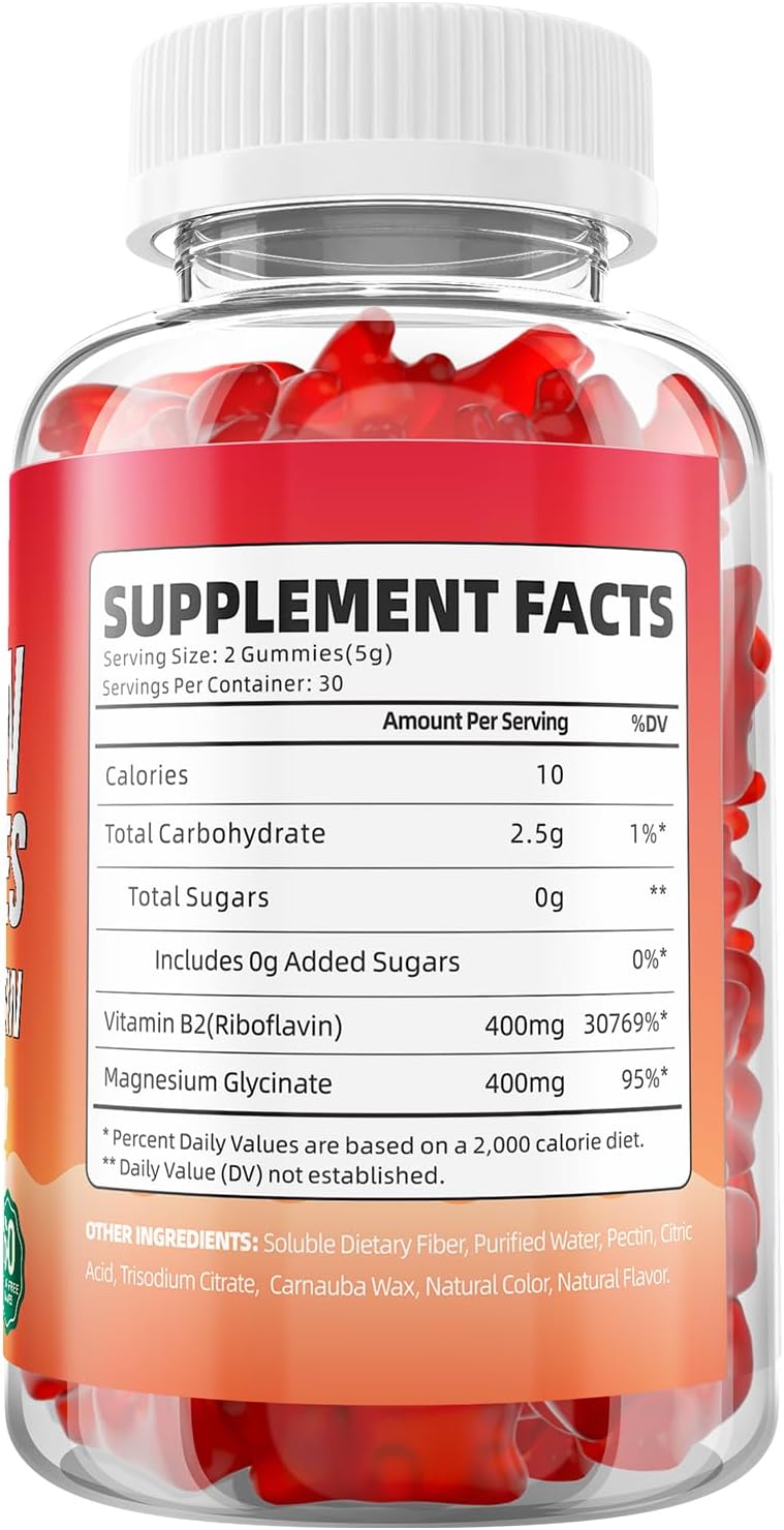 GrnLife Vitamin B2 Gummies – 400mg Riboflavin with Magnesium, Strawberry Flavour, 120 Count (2 Pack) – Image 8