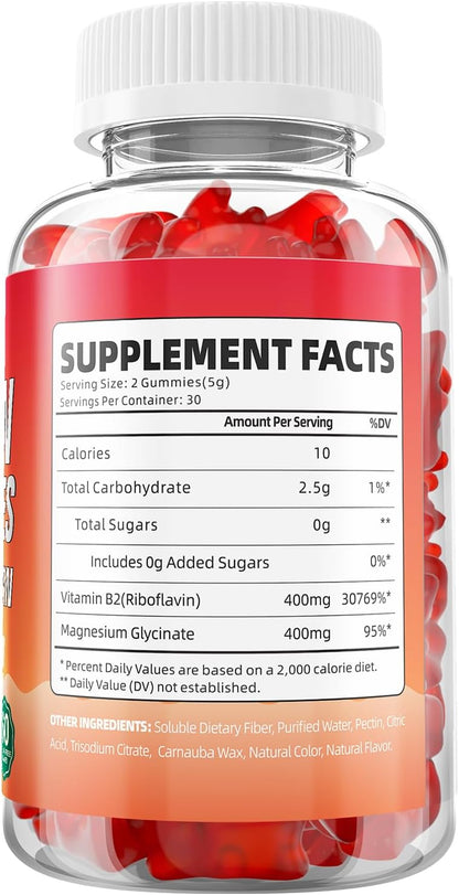 GrnLife Vitamin B2 Gummies – 400mg Riboflavin with Magnesium, Strawberry Flavour, 120 Count (2 Pack) – Image 8