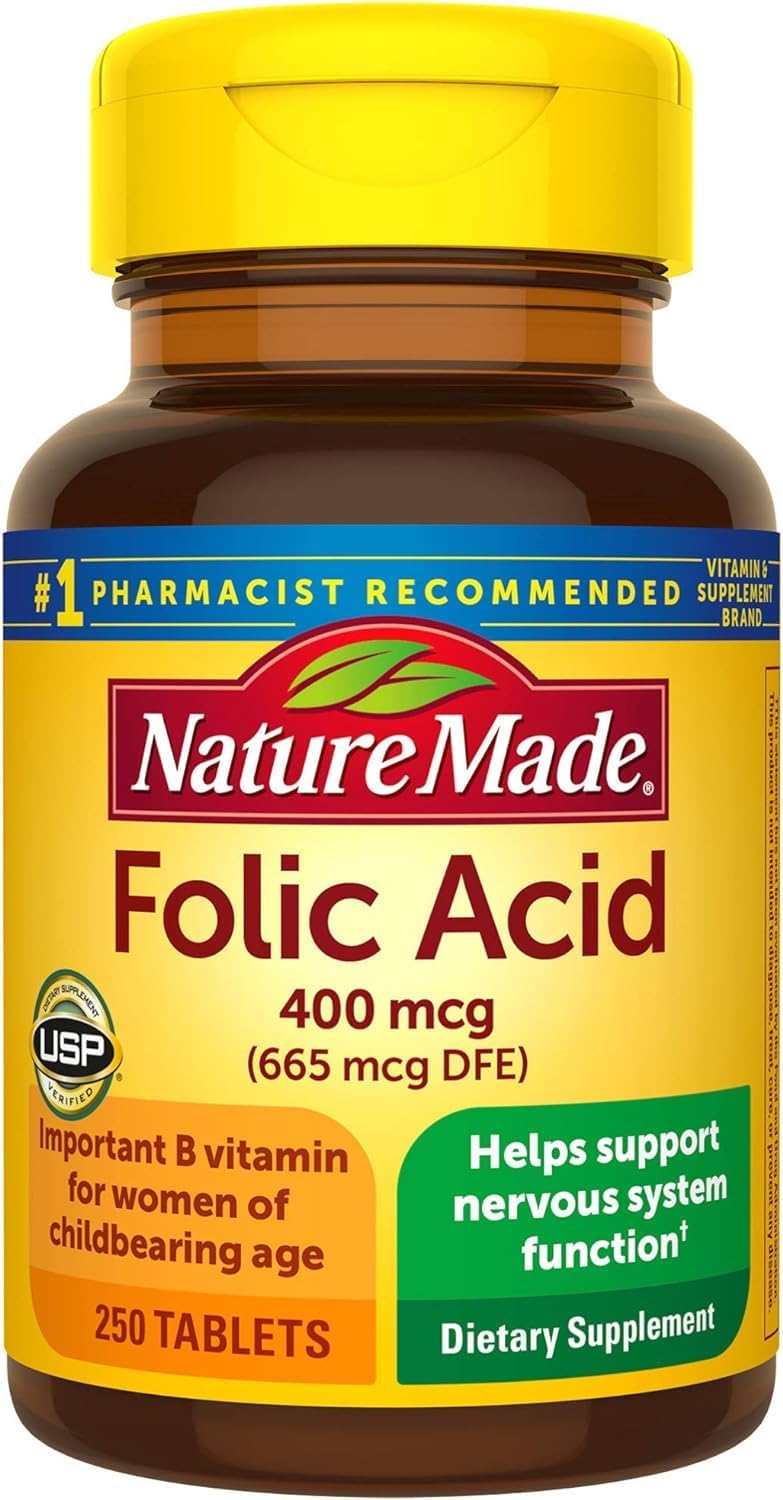 Nature Made Folic Acid 400 mcg (665 mcg DFE) Tablets, 250 Count - görsel 1