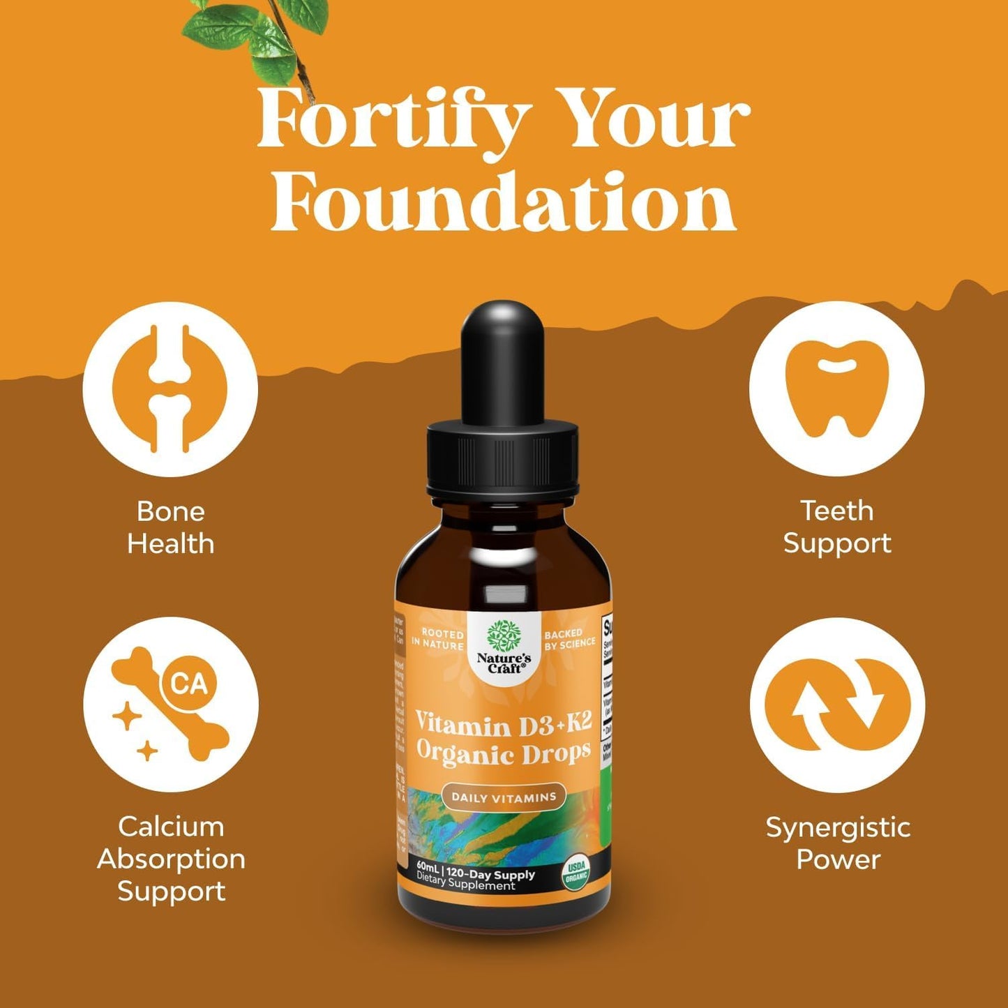 Natures Craft Liquid Vitamin D3 with K2 - Vegan Drops 2000IU per Serving, with MCT Oil for Enhanced Absorption - 60 ml - görsel 2