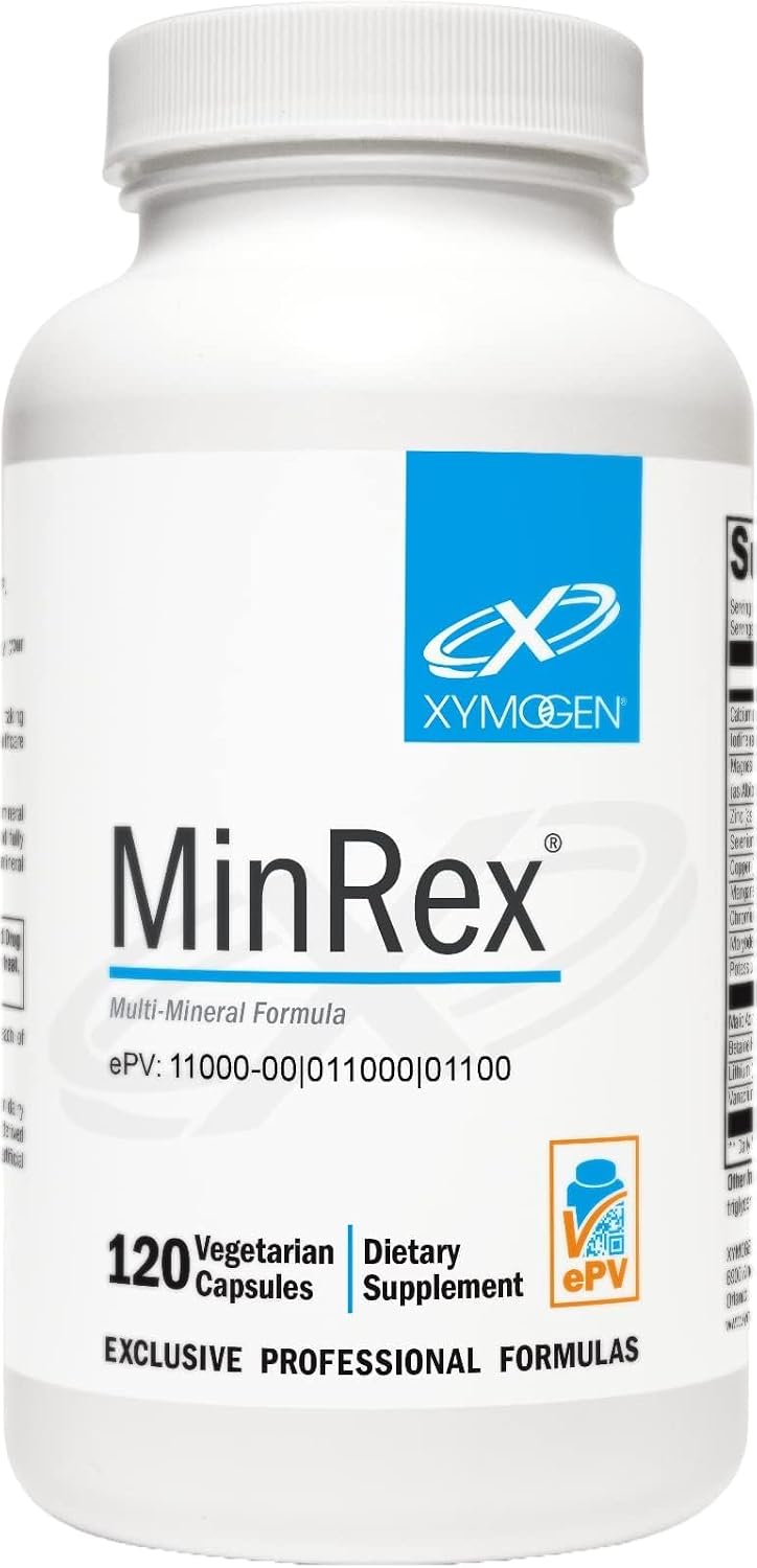 XYMOGEN MinRex Multi-Mineral Food Supplement - with Iodine, Selenium, and Potassium - 120 Capsules (Soya, Gluten, and Dairy Free) - görsel 1
