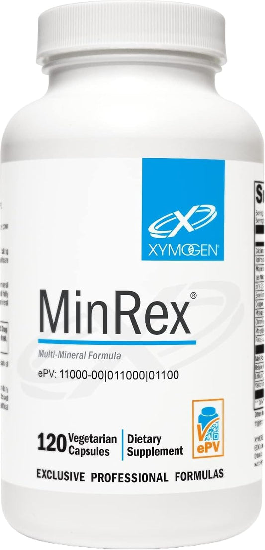 XYMOGEN MinRex Multi-Mineral Food Supplement - with Iodine, Selenium, and Potassium - 120 Capsules (Soya, Gluten, and Dairy Free)