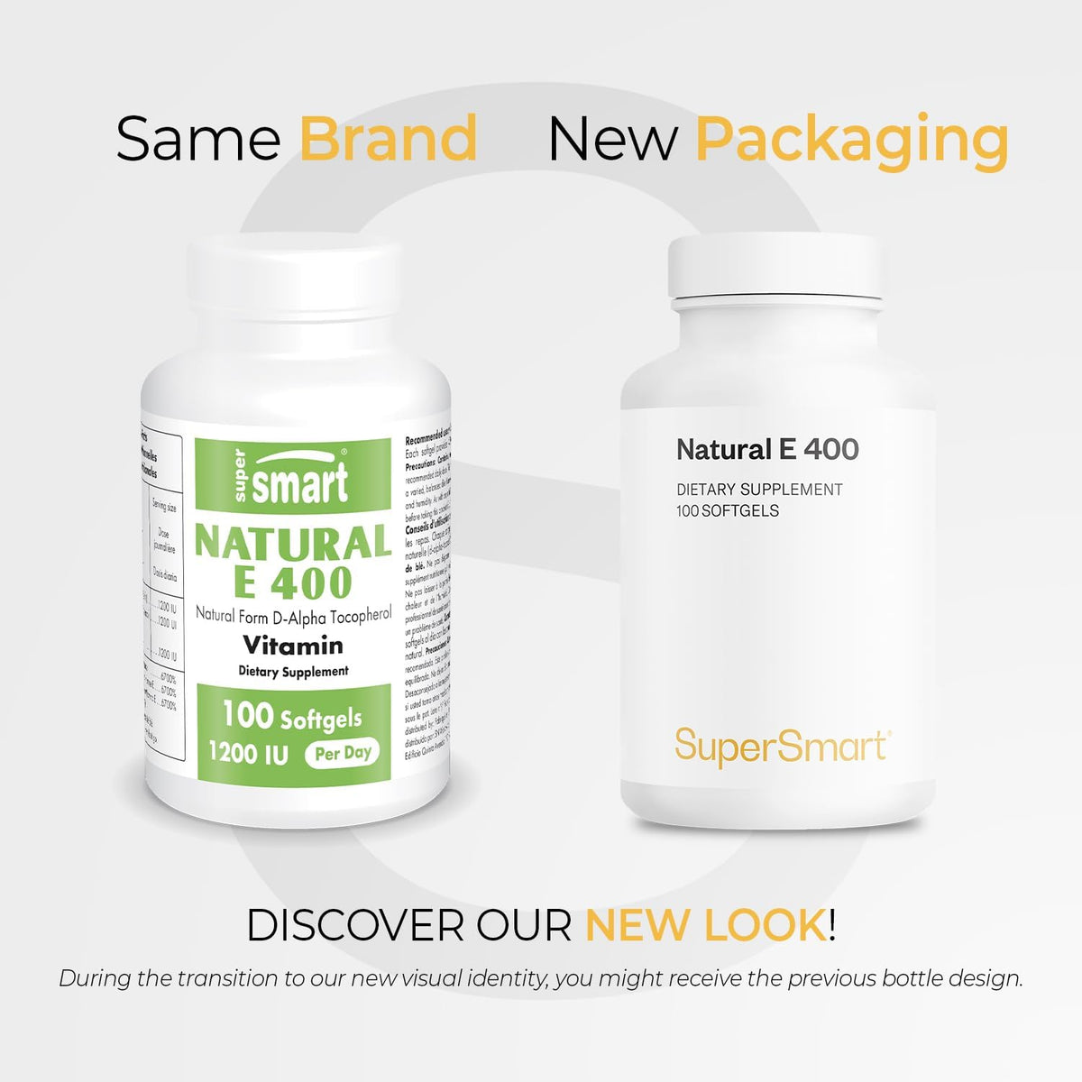Supersmart Natural E 400 (D-Alpha Tocopherol) 1200IU per Day - High Absorption Vitamin E Supplement | Non-GMO - 100 Softgels - görsel 2