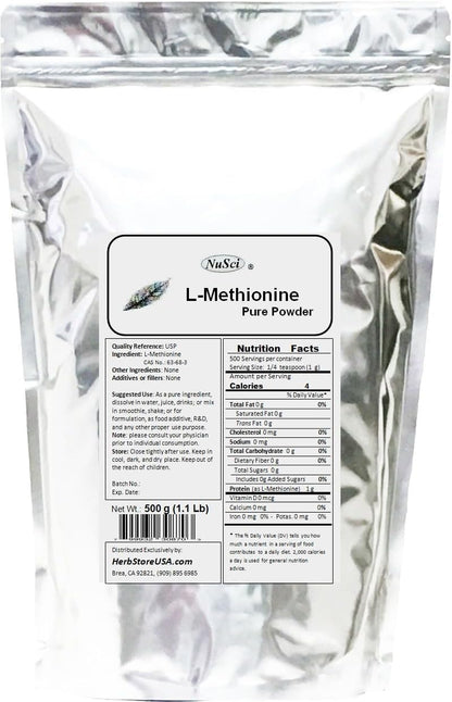 NuSci L-Methionine Pure Powder, 100 Grammes (3.52 oz)