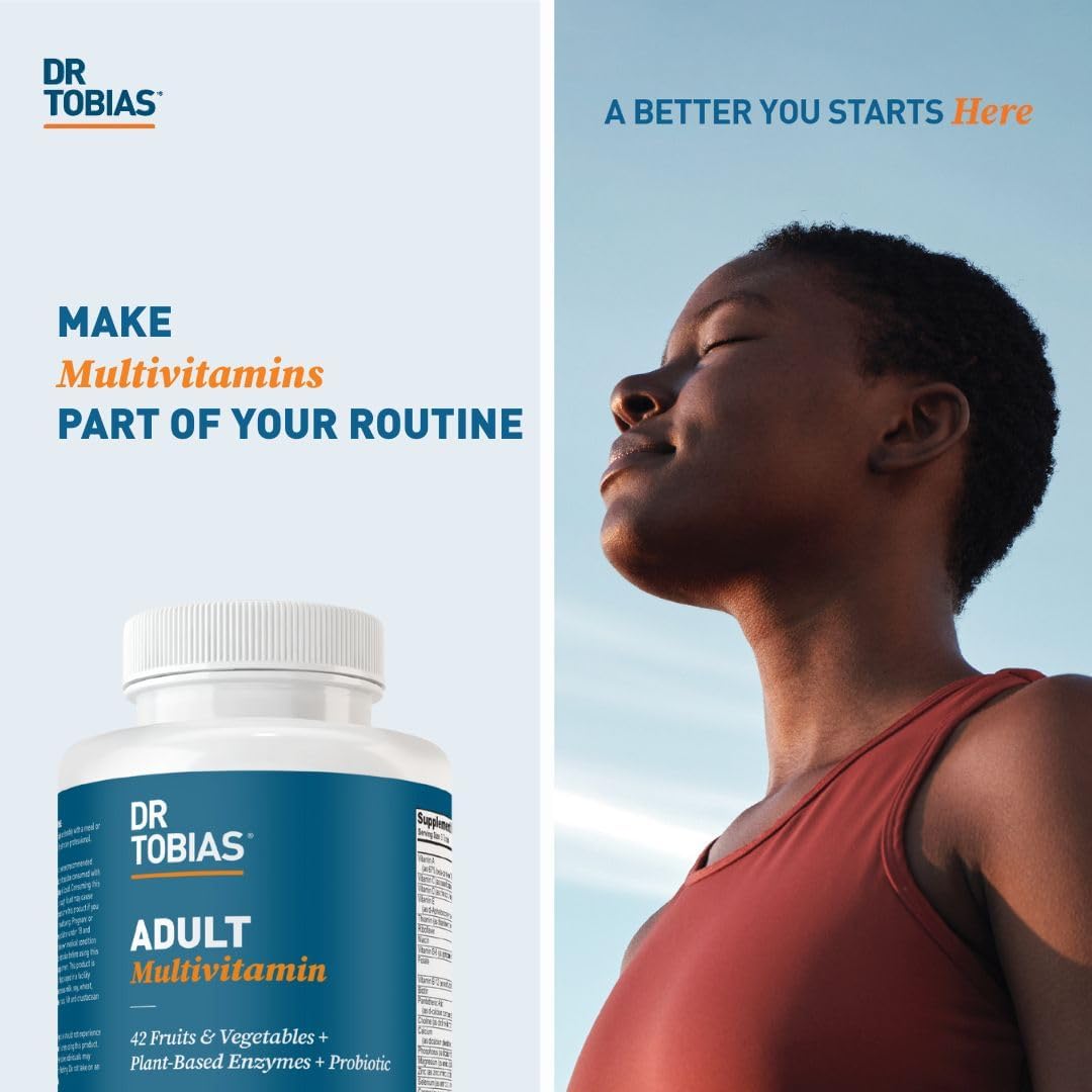 Dr. Tobias Adult Multivitamin for Women & Men – Immune Supporting Vitamins from 42 Fruits, Vegetables, Plus Probiotics, Vegan, Non-GMO (90 Tablets) - görsel 8