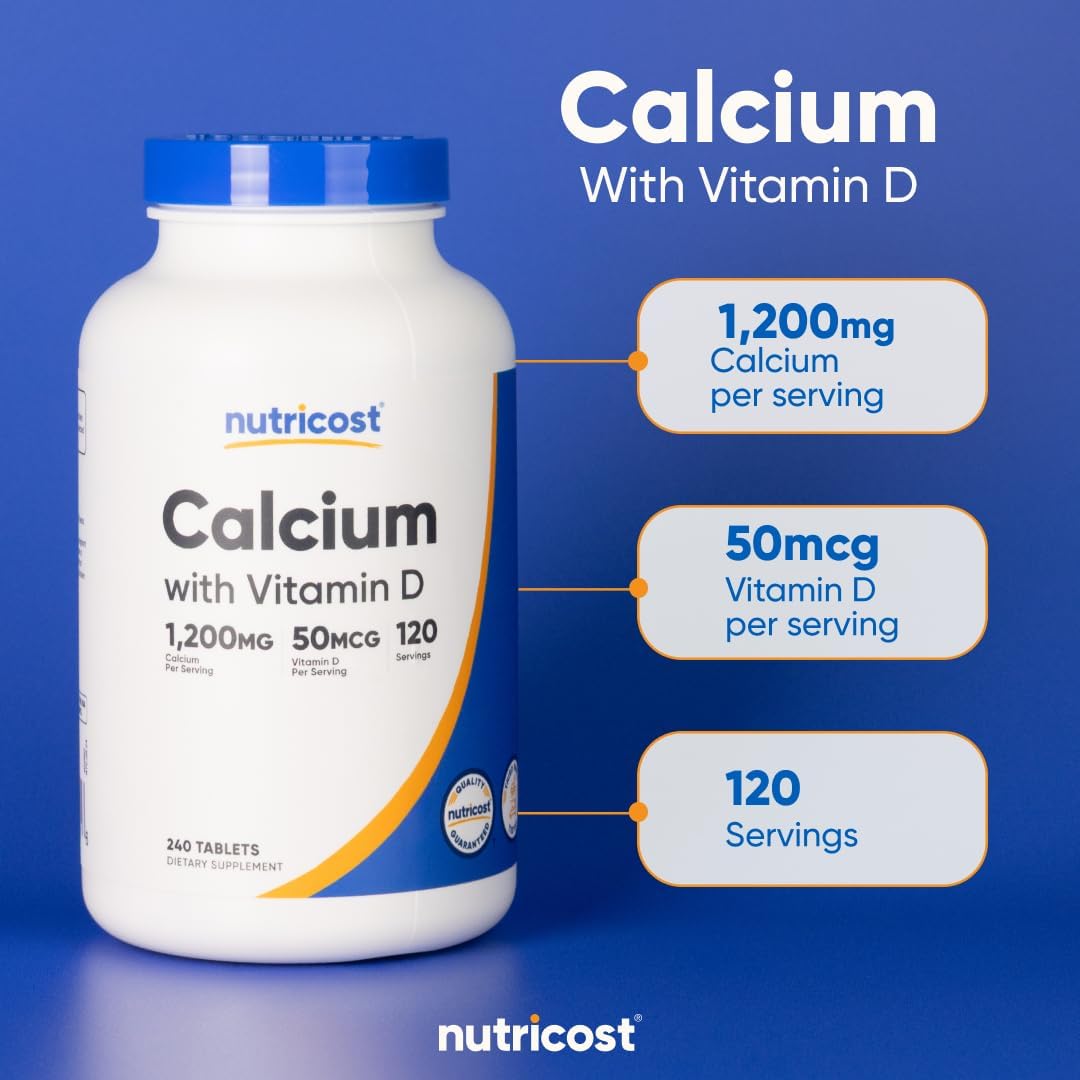 Nutricost Calcium & Vitamin D Supplement – 1200mg Calcium & 2000 IU D3, 240 Tablets - görsel 6