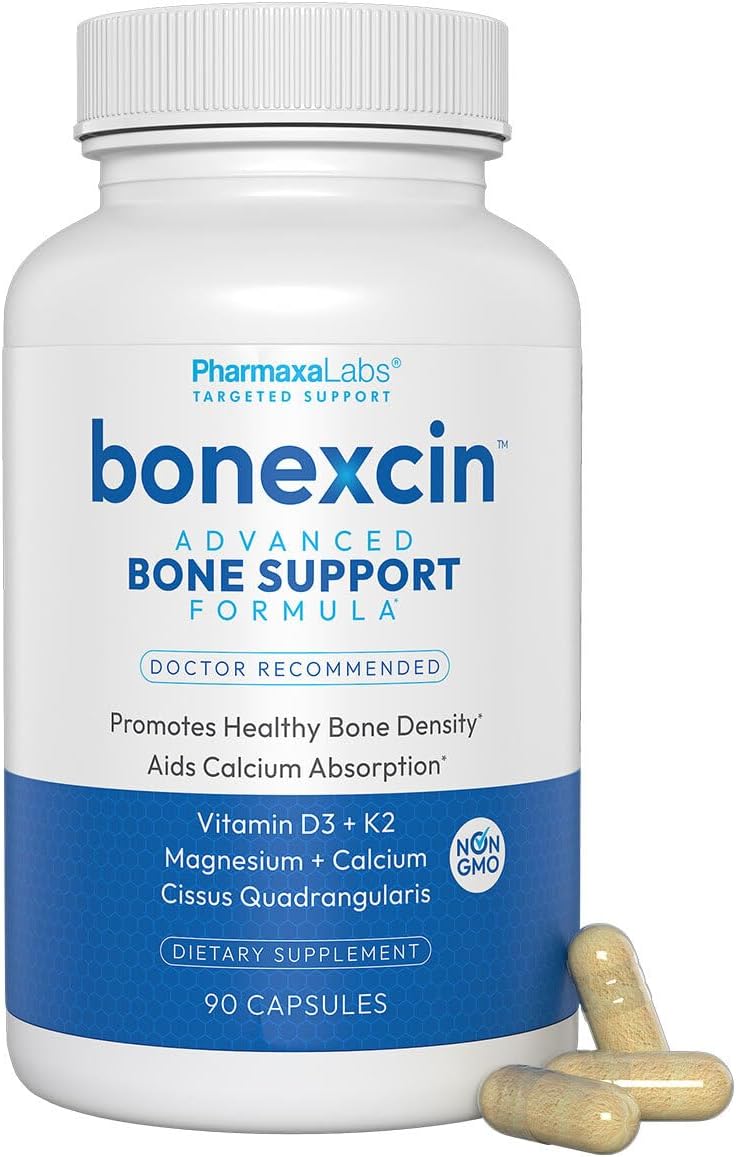 Bonexcin Advanced Bone Support Formula – Calcium, Magnesium, Vitamin D3 & K2 – Bone Density Food Supplement – 90 Capsules - görsel 1