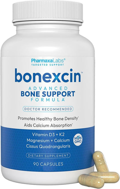 Bonexcin Advanced Bone Support Formula – Calcium, Magnesium, Vitamin D3 & K2 – Bone Density Food Supplement – 90 Capsules