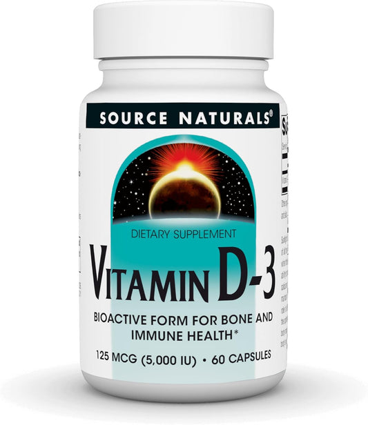 Source Naturals Vitamin D-3 Bioactive Form for Bone and Immune Health 5000 IU - 60 Capsules