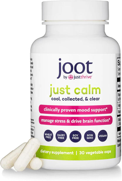 Just Thrive Just Calm - Cortisol Manager with Probiotic BL 1714 & B Vitamins - Vegan Mood & Memory Support - 30 Capsules