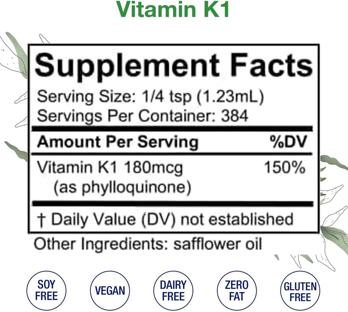 HoneyCombs Vitamin K1 Drops – Liquid Phylloquinone Supplement for Newborns and Adults, 16 fl oz - görsel 2