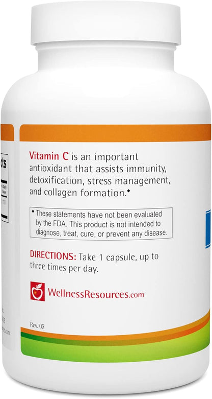 Wellness Resources Vitamin C 1000mg Pure Vitamin C Capsules, Non-GMO (100 Vegetable Capsules)