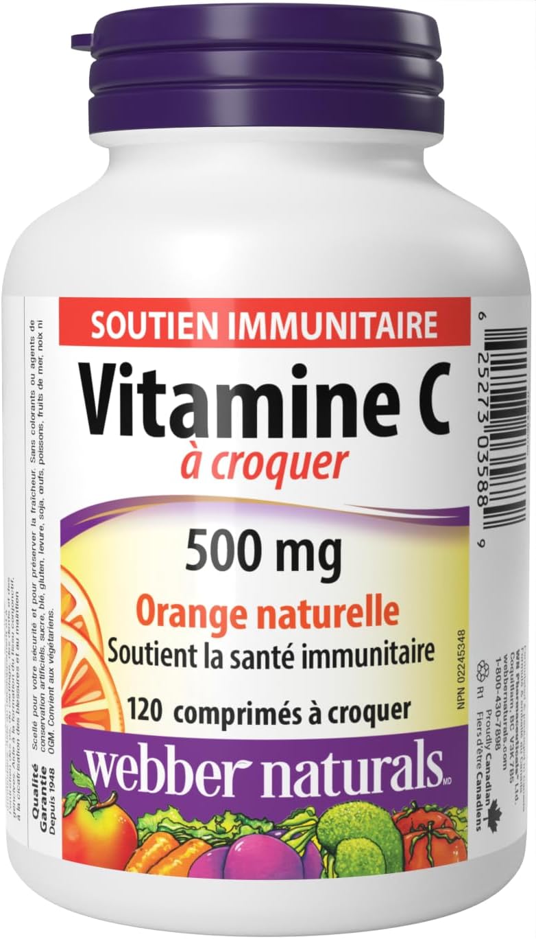 Webber Naturals Vitamin C Chewable 500 mg, 120 Orange Flavour Tablets - görsel 2