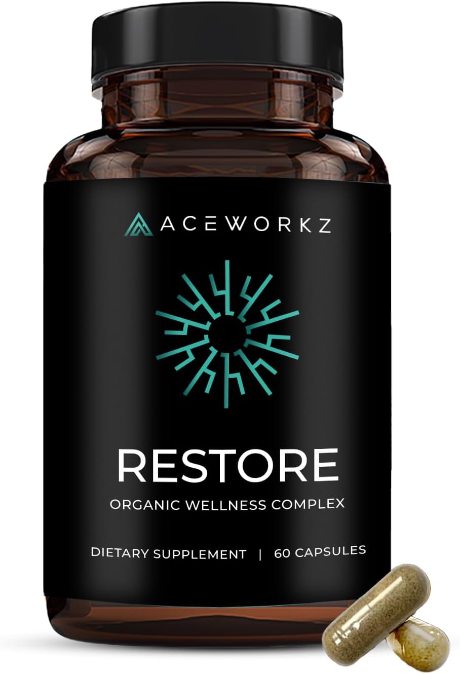 Restore Organic Sea Moss Mineral Complex – Daily Mineral Support with Black Seed Oil, Bladderwrack, Burdock, Ashwagandha, Turmeric, Apple Cider Vinegar & Shilajit – BioPerine® Enhanced Absorption (60 Capsules) - görsel 1