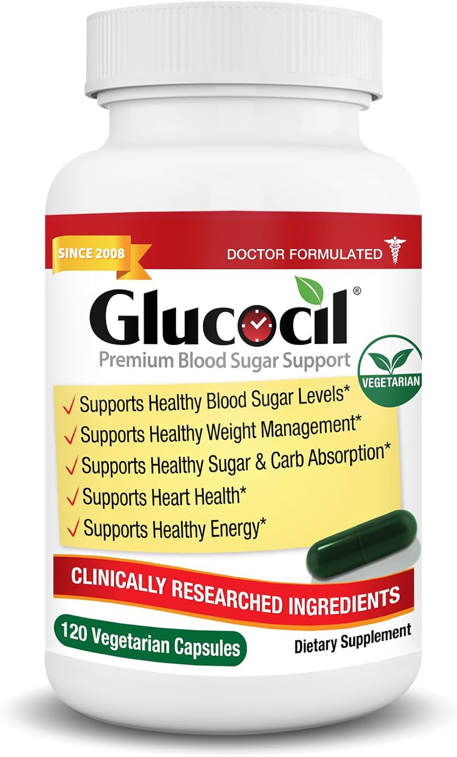 Glucocil Vegetarian Capsules – Premium Blood Sugar Support with Berberine and Mulberry Leaf - görsel 1