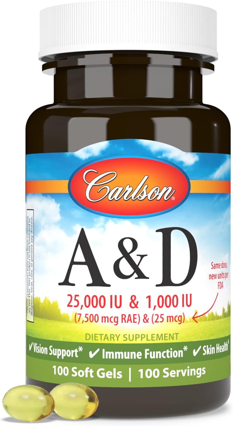 Carlson A & D, 25,000 IU Vitamin A & 1,000 IU Vitamin D3, 100 Softgels - görsel 5
