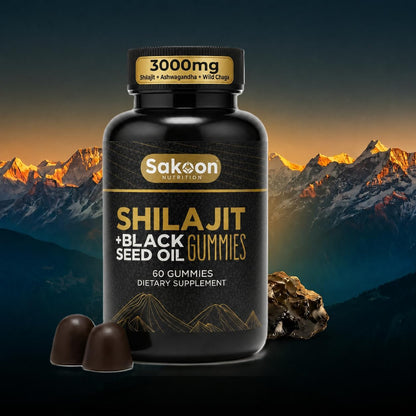 Pure Shilajit Gummies for Men and Women, with Black Seed Oil – High Potency Himalayan Resin – Energy, Immune & Cognitive Support – Lab Tested, Non-GMO, Gluten-Free