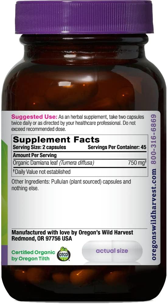 Oregon's Wild Harvest Damiana Organic Herbal Supplement, 90 Capsules - görsel 3