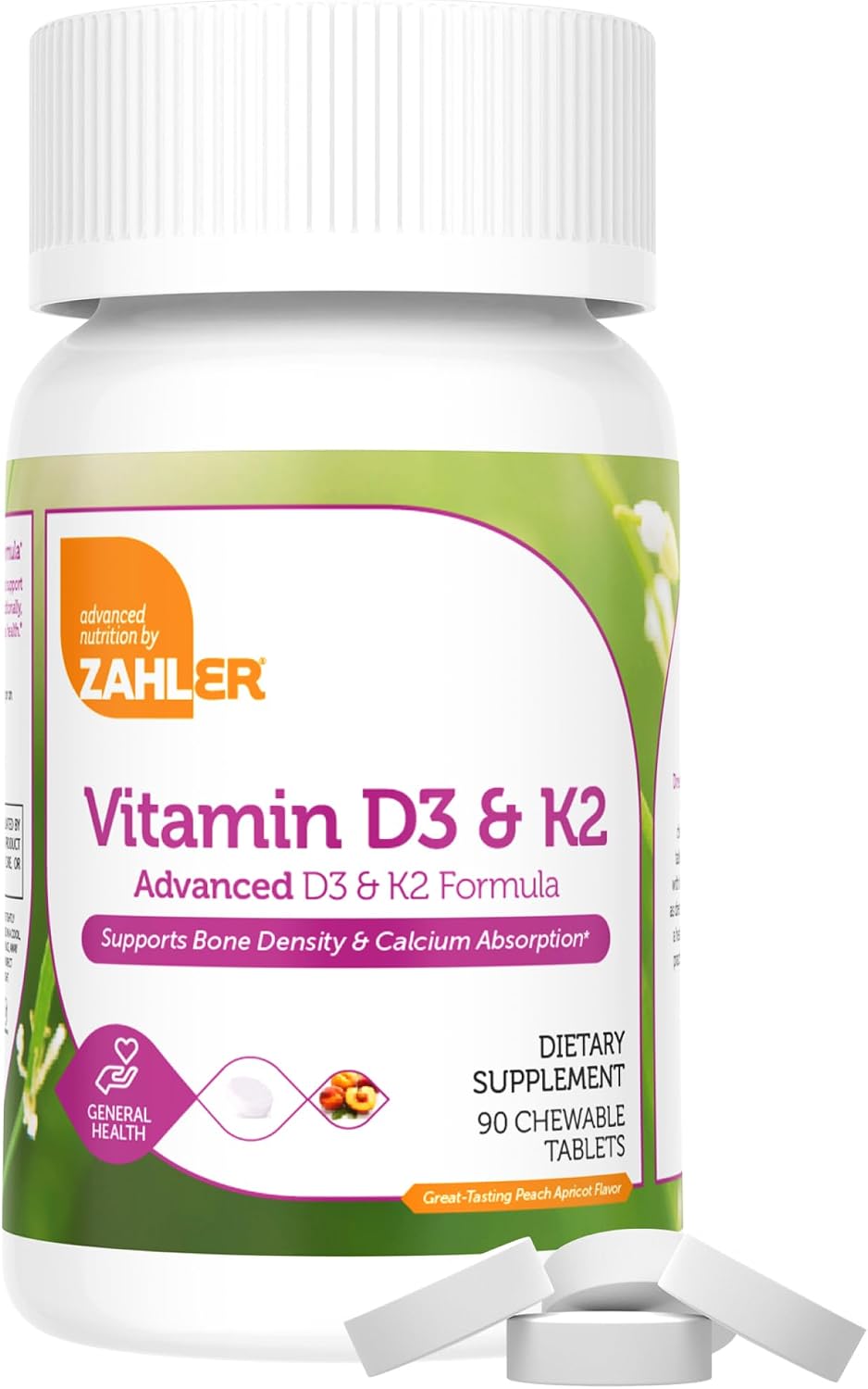 Zahler Vitamin D3 & K2 Chewable Supplement - 5000 IU D3, 120 mcg K2, 90 Chewable Tablets - görsel 2