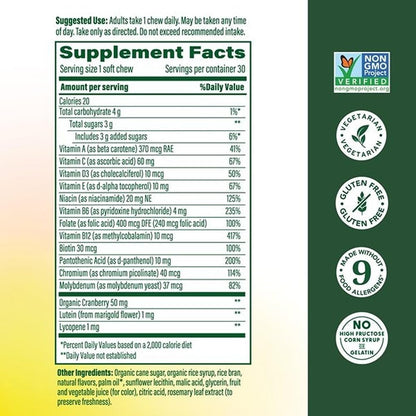 MegaFood Multivitamin for Women, One Daily Soft Chews with Folate, Methylated B12, Vitamin B6, Biotin, Vitamin D3, Vitamin C & A - Mixed Berry Flavour - 30 Chews