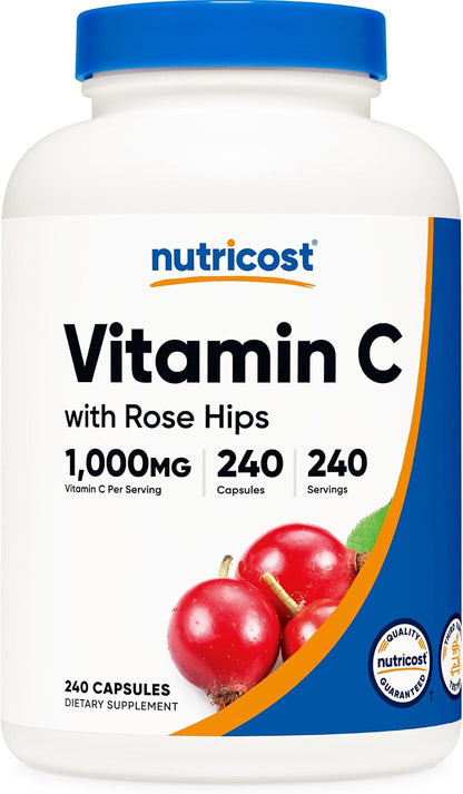 Nutricost Vitamin C with Rose Hips 1025 mg, 240 Capsules
