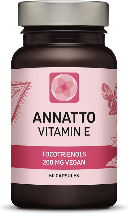Annatto Tocotrienols Vegan Vitamin E Supplement - Tocopherol Free - 200mg - Non-GMO - 60 Capsules