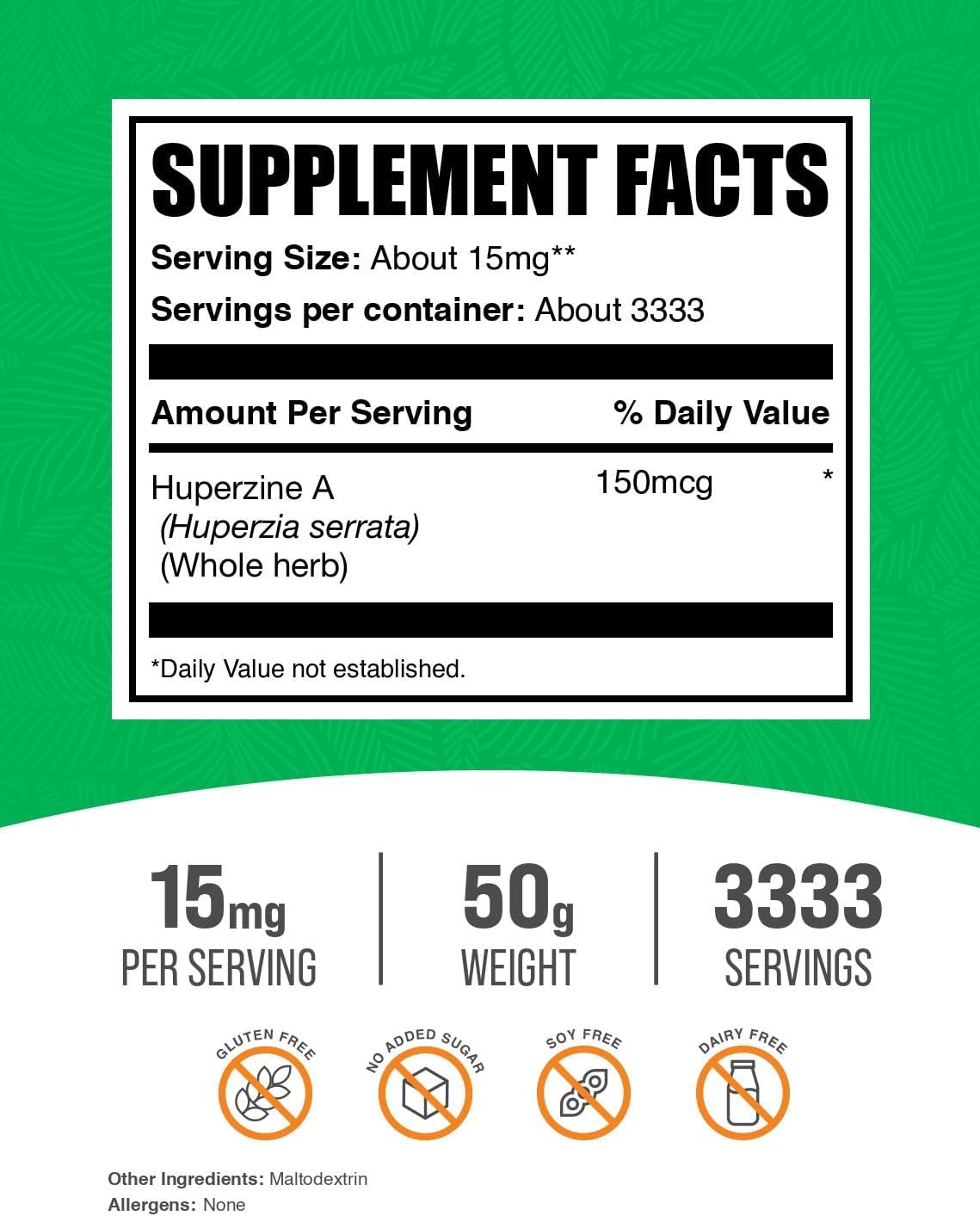 BulkSupplements Huperzine A Powder – Nootropic Supplement, 15 mg per Serving, 50 g - görsel 2