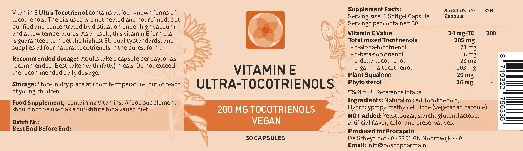 Ultra Tocotrienol 200mg Vitamin E – All Four Tocotrienols – No Tocopherols (30 Capsules) - görsel 2