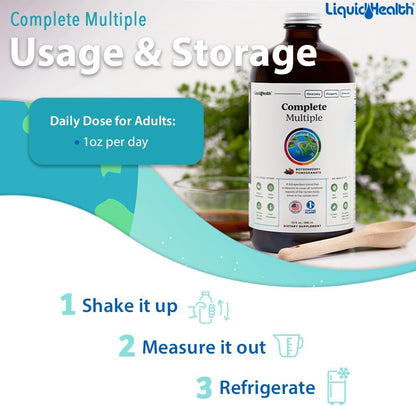 LIQUIDHEALTH Complete Multiple Adult Liquid Multivitamin with Real Fruits & Vegetables, Immune & Gut Health Support, Energy, Vegan, Non-GMO (946 ml)