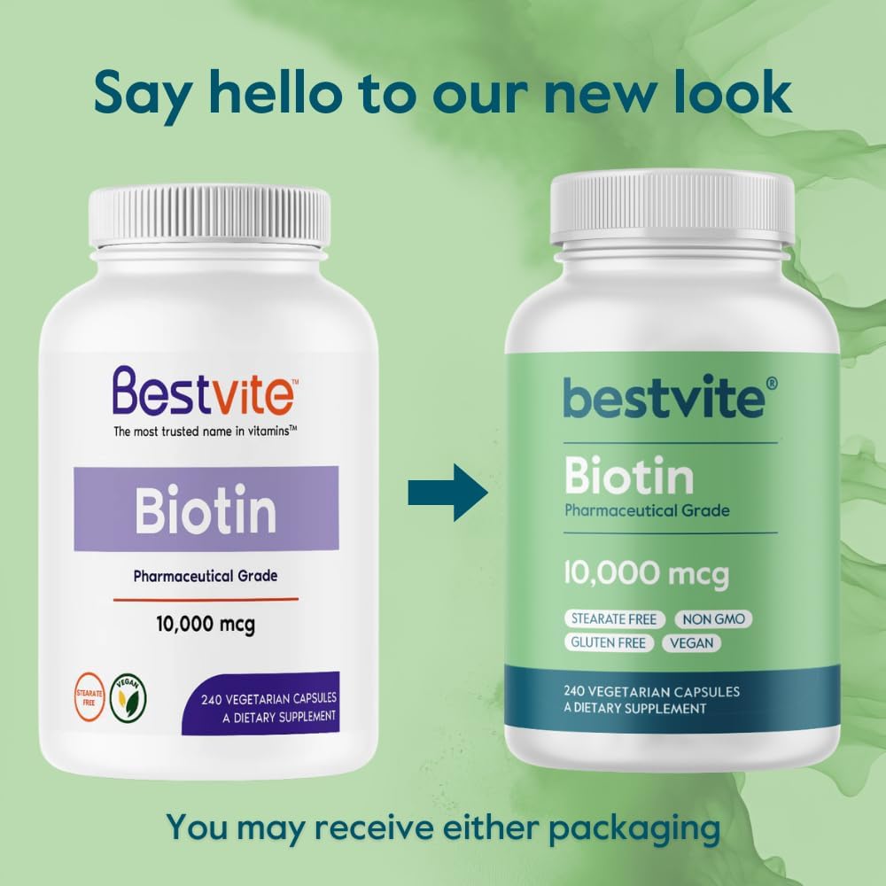 BESTVITE Biotin 10,000mcg - 240 Vegetarian Capsules (UK) - görsel 3