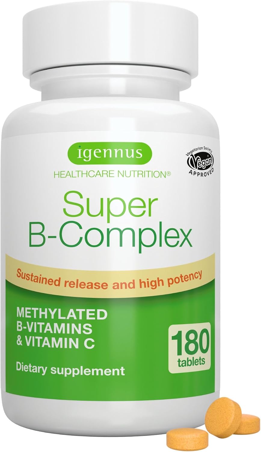 Igennus High Absorption Super B-Complex - Methylated & Active B Vitamins, Sustained Release, 180 Tablets - görsel 1