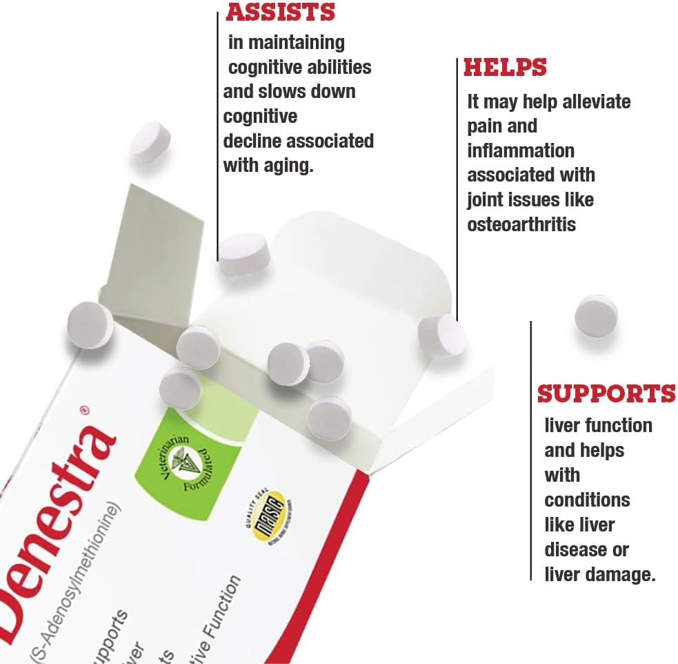 Denestra Same for Dogs – S-Adenosyl-L-Methionine (Same) – Liver, Joint & Cognitive Support for Dogs – Promotes Brain Function & Mobility – Vet-Approved Formula – 200 mg – 60 Tablets - görsel 2