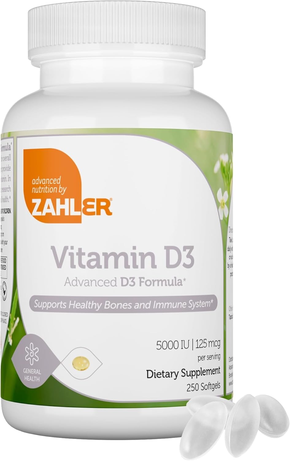 Zahler – Advanced Vitamin D3 5000 IU Soft gel capsules (250 Count) - görsel 1