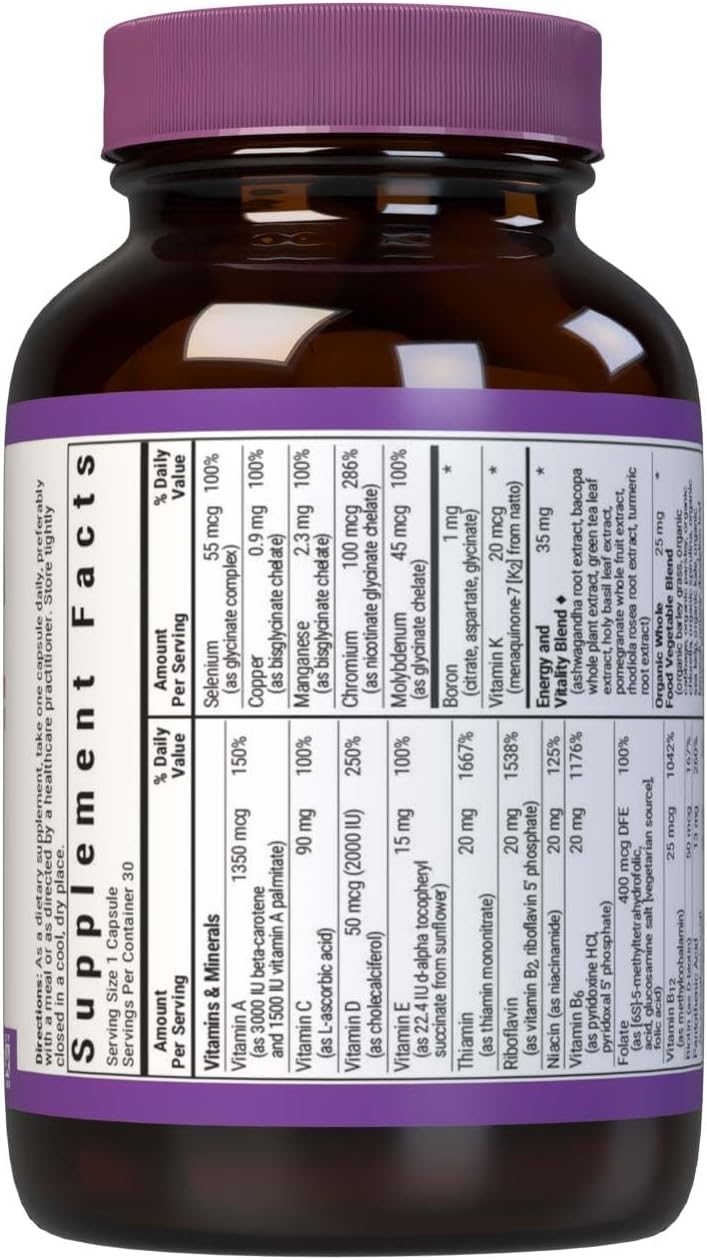 Bluebonnet Nutrition Maxi One Whole Food Multiple - 30 Vegetable Capsules - görsel 2