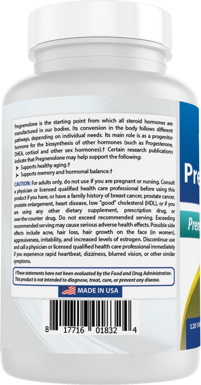 Best Naturals Pregnenolone 100 mg 120 Tablets - görsel 7