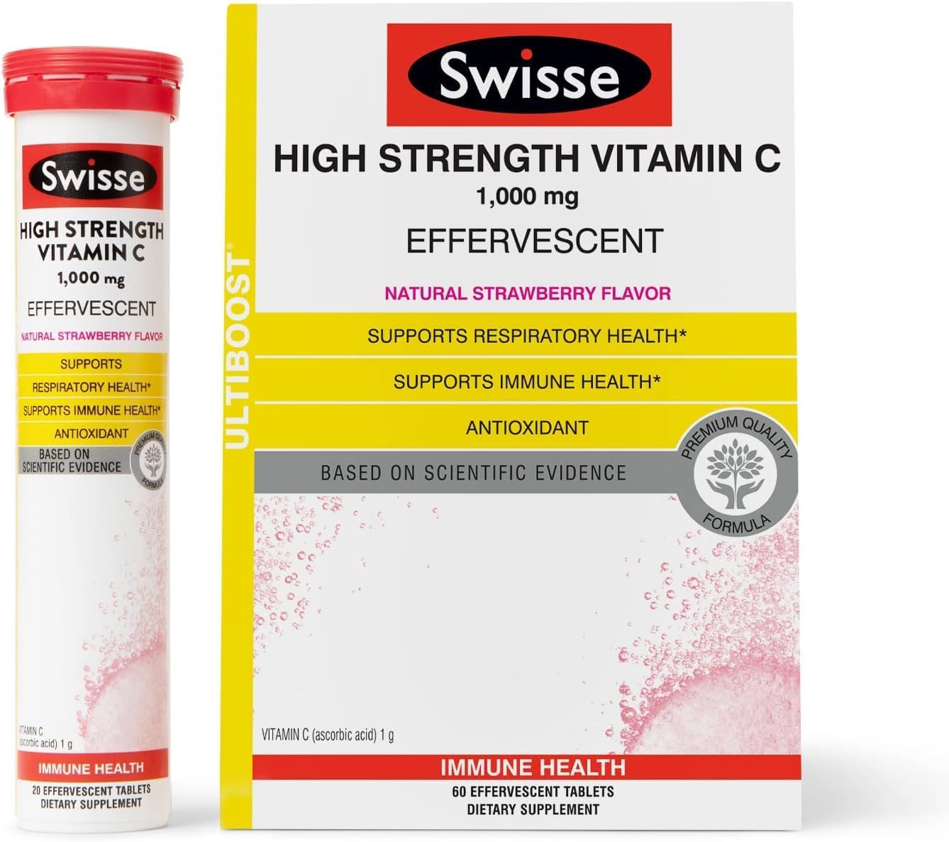 Swisse Effervescent Vitamin C 1000mg - Dissolvable Tablets, Immune Support, 60 Count - görsel 1