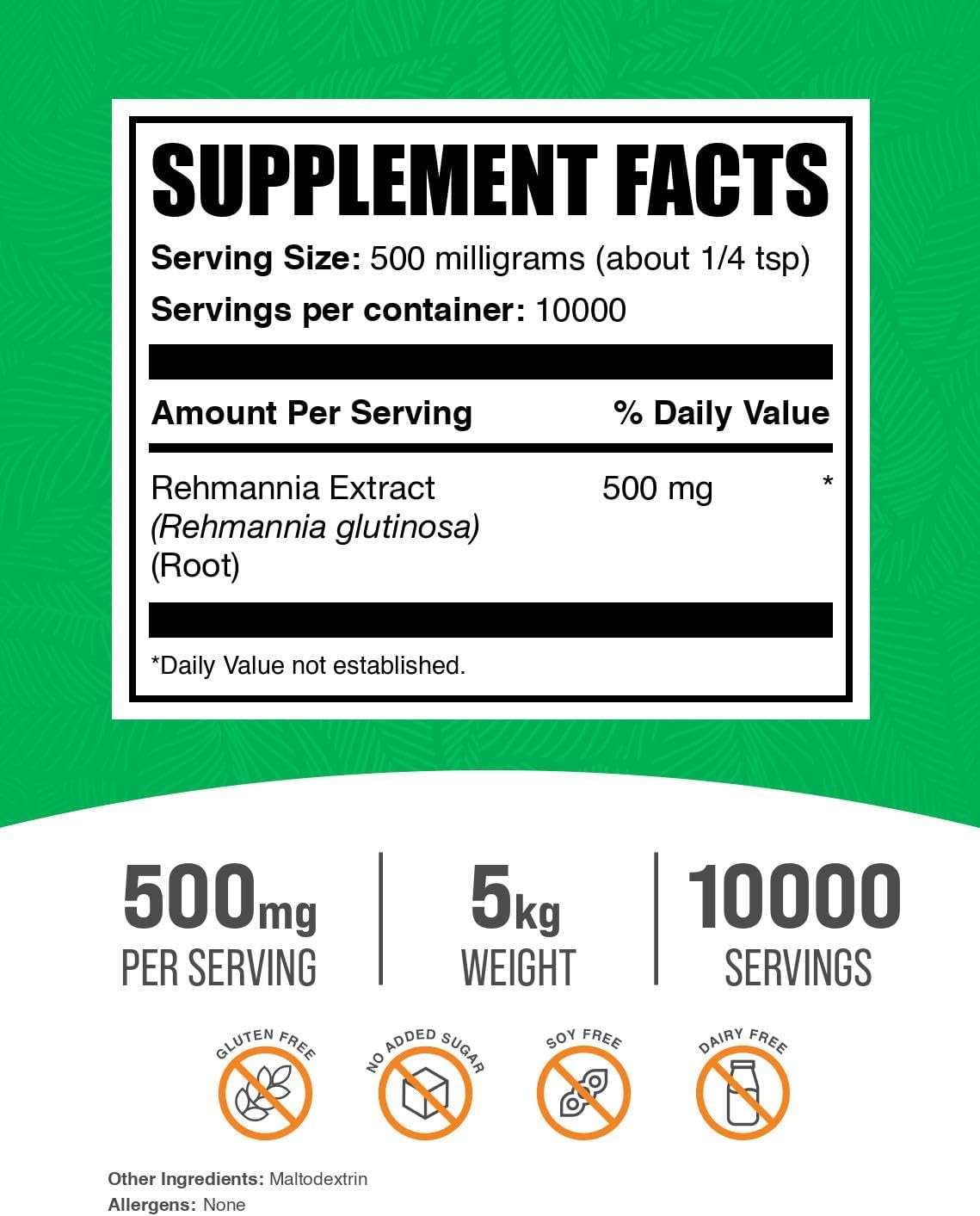 Rehmannia Extract Powder - 500 mg per Serving, 1 kg (5-Pack) - görsel 2