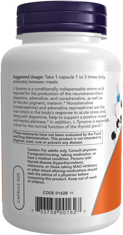 L-Tyrosine 500 mg, 240 Capsules (2-Pack) by NOW Foods