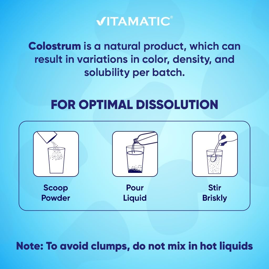 Vitamatic Bovine Colostrum 30% IgG Powder – Vanilla – 72g (30 Servings) - görsel 6