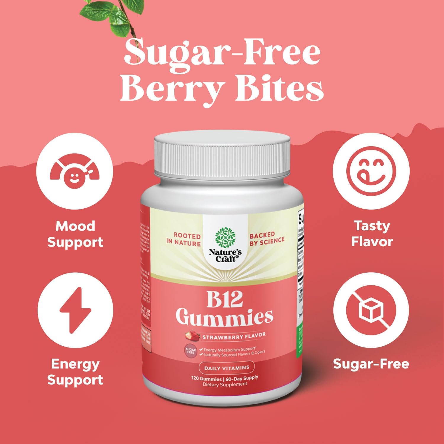 Natures Craft Vitamin B12 Gummies - Sugar Free, 1000 µg, 120 Count - görsel 2