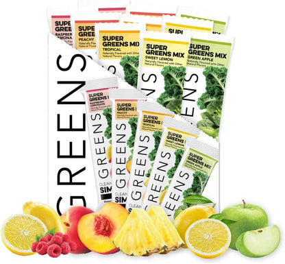 Clean Simple Eats Super Greens Powder, Naturally Flavoured Greens Powder with Chlorella, Spirulina, Superfoods & Prebiotic Fibre, No Artificial Ingredients, Gluten-free, Peachy Greens Flavour, 30 Servings