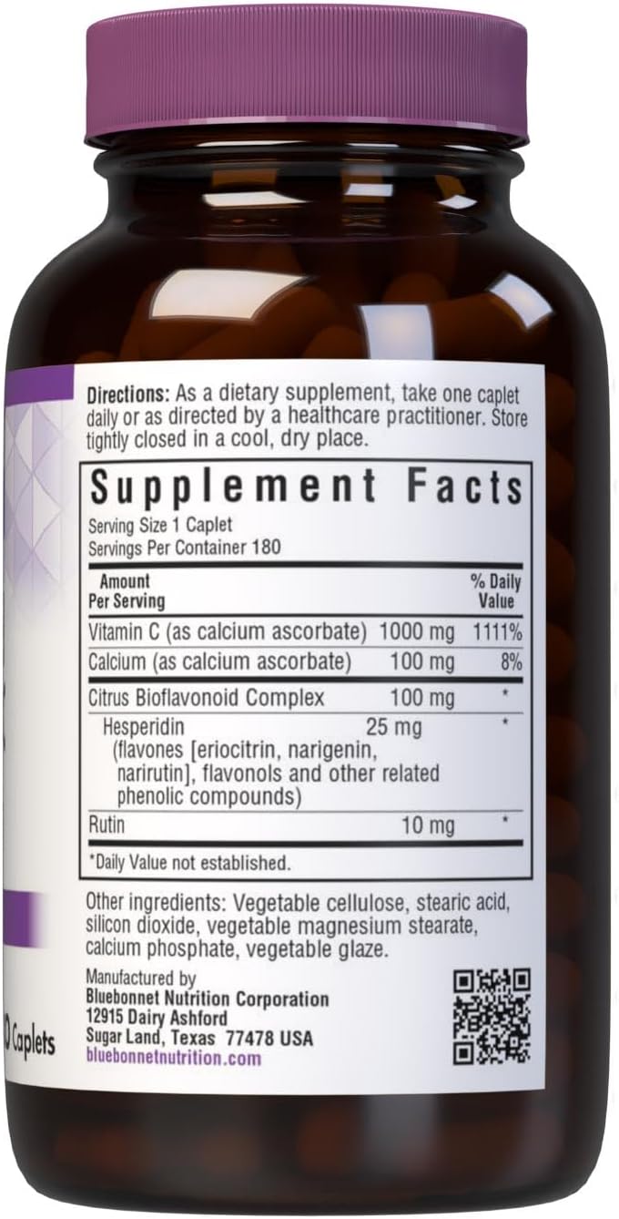 Bluebonnet Nutrition Buffered Vitamin C 1000 mg Caplets - 180 Count - görsel 2