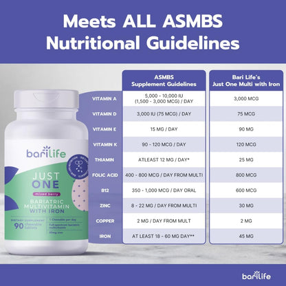 Bari Life Just One Chewable, Once Daily Bariatric Multivitamin with Iron