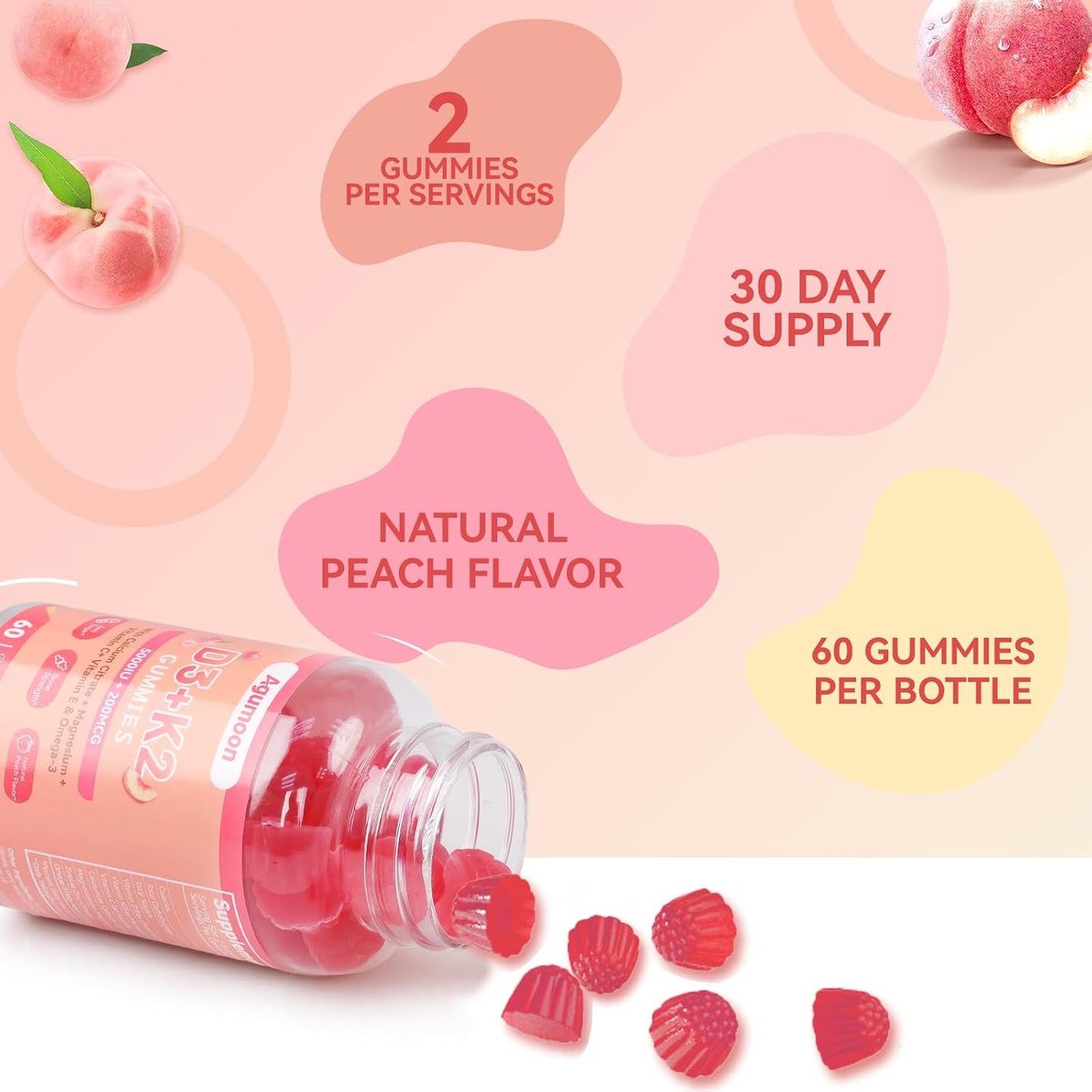 Agumoon Vitamin D3 K2 Gummies for Adults, 60 Gummies - görsel 6